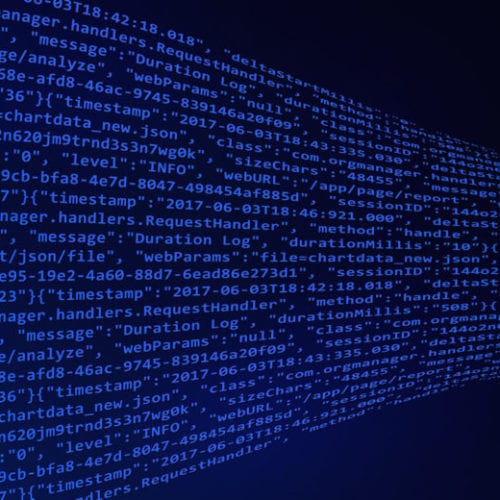 code on black background