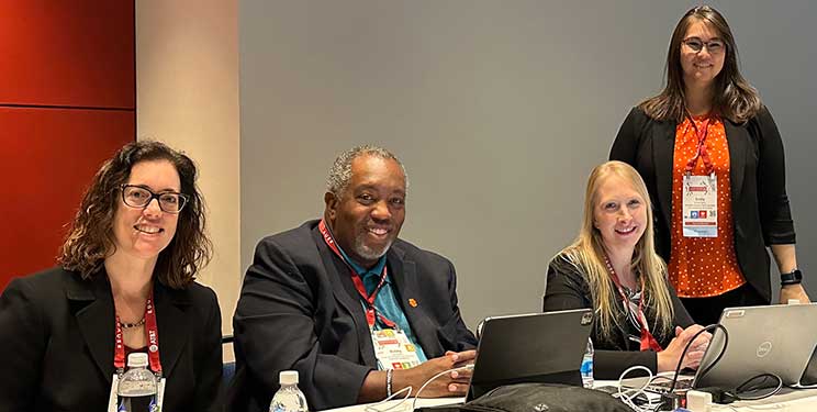 Professionals at a networking event.