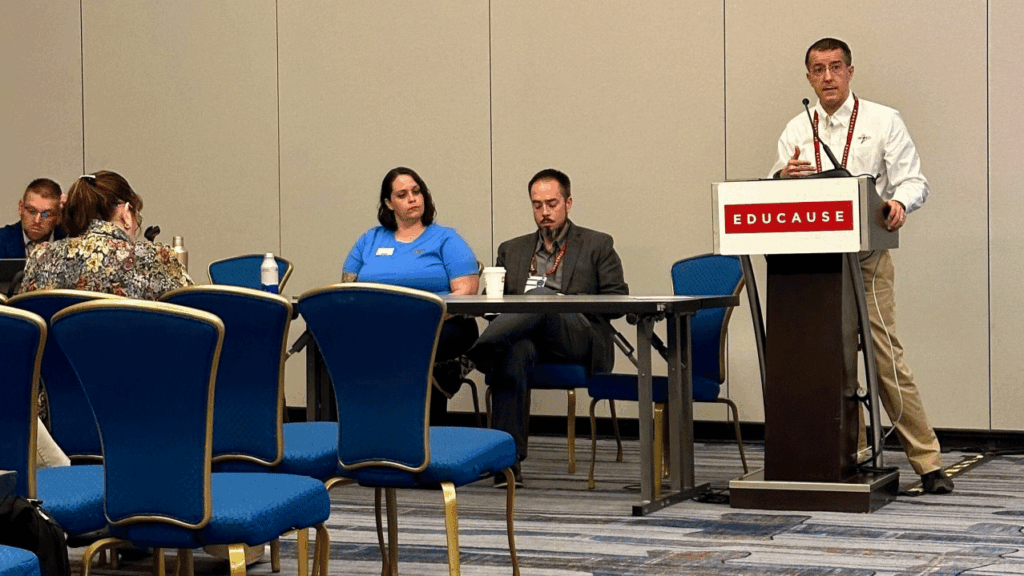 Nick Lewis speaking at an educause event